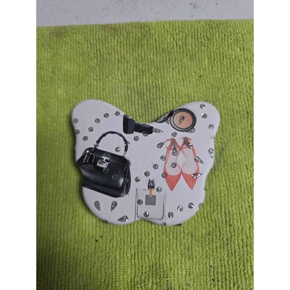 Butterfly Shaped Compact Mirror with Rhinestone Accents